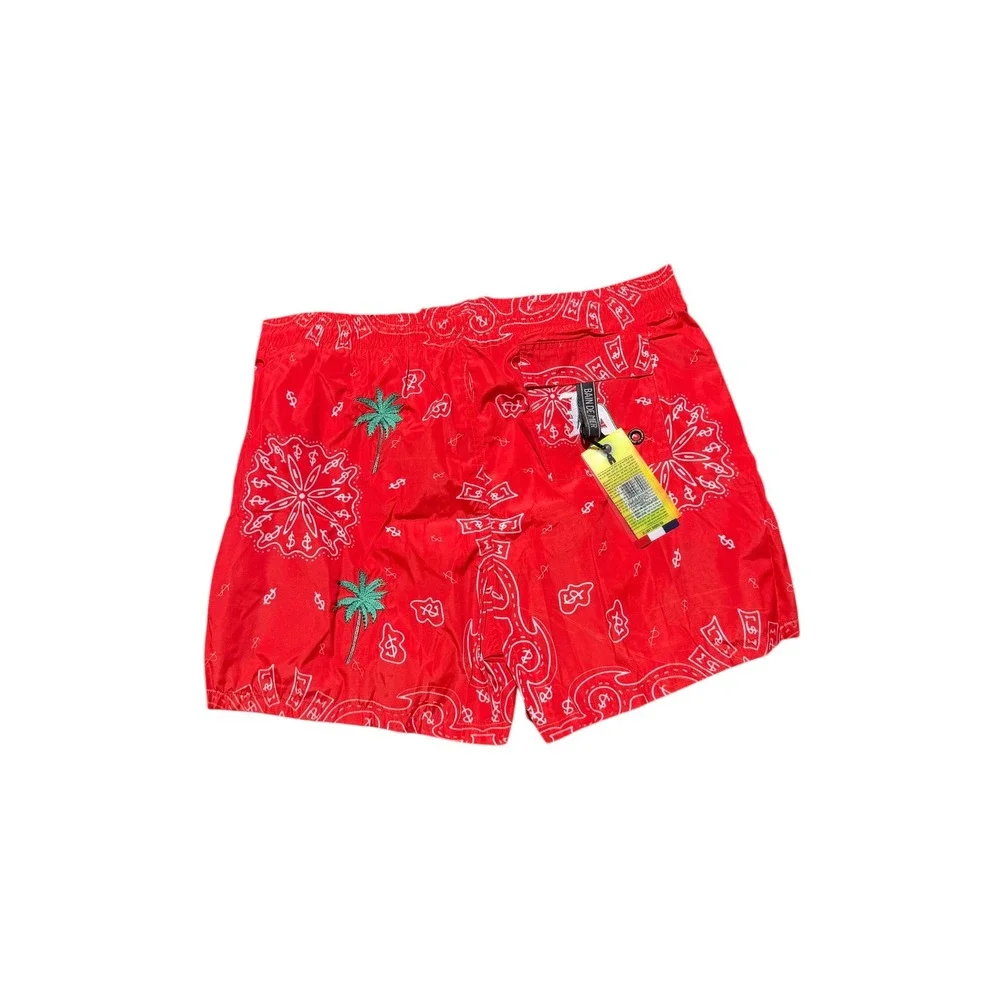 Bain de Mer Mens LA Print Embroidered Swim Trunks Red Bandana Shorts 3XL NEW